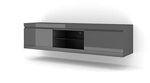 BIM Furniture TV - Unterchrank NET 180 Universal Stehen hängend Lowboard Schrank TV Tisch Sideboard Kommode Hi-Fi Tisch Wandschrank (Dunkelgrau) von BIM Furniture