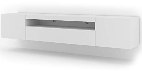 BIM Furniture Lowboard TV 200 cm - Universell Sideboard mit Laminierten Fronten, Hängend oder stehend - Fernsehschrank HiFi Schrank fürs Wohnzimmer Weiß Matt von BIM Furniture