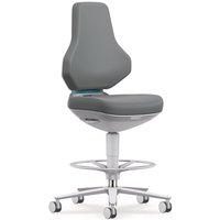 Arbeitsdrehstuhl texon Sitz-Stopp-Rollen und Fußring Skintec grau 570-810 mm von BIMOS