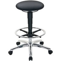 Drehhocker Sitz-Stop-Rollen + Fußring Supertec-Gewebe grau Sitzhöhenverstellung 510-780 mm von BIMOS