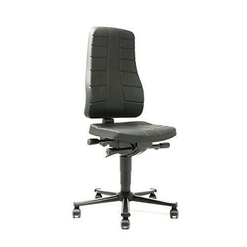 bimos Arbeitsdrehstuhl mit Ergonomiefunktionen - mit Rollen - PU-Schaum, schwarz - Arbeitsdrehstuhl Arbeitsstuhl Drehstuhl Stuhl von BIMOS