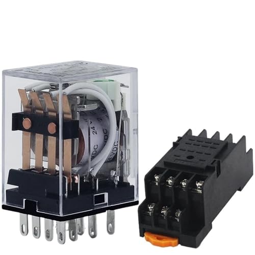 1 STÜCKE Relais MY4P HH54P MY4NJ Spule Allgemeiner Mikroelektromagnetischer Relaisschalter mit Sockelsockel AC 110 V 220 V DC 12 V 24 V BIMRTGXR(DC,220V-with Base) von BIMRTGXR
