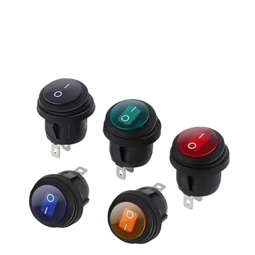 1 Stück Ein-/Aus-SPST-Rundboot-LED-Wippschalter, 12 V, 220 V, Ein-/Aus-Schalter(Green,220V-250V) von BIMRTGXR