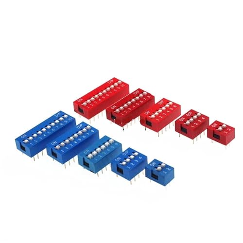 10 Stück Schnappschalter-Modul 1 2 3 4 5 6 7 8 Bit 2,54 mm Position Weg DIP Pitch Kippschalter Blau Rot Schnappschalter Wählschalter(10Bit Blue) von BIMRTGXR