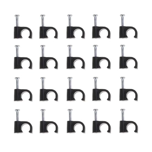 100 Stück Kabelclips aus schwarzem Kunststoff, Kabelbefestigung, Telefonleitungsbinder, Organizer, Wandklemme(Inner Diameter 6mm) von BIMRTGXR