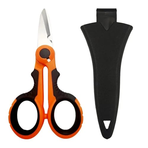 1PCS Scissors Household Shears Tools Electrician Scissors Stripping Wire Cut Tools for Fabrics, Paper and Cable(GJ174-OR Cover) von BIMRTGXR
