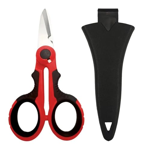 1PCS Scissors Household Shears Tools Electrician Scissors Stripping Wire Cut Tools for Fabrics, Paper and Cable(GJ174-RE Cover) von BIMRTGXR