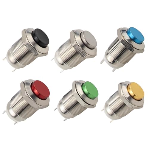 5/20/100PCS 12mm Wasserdicht Momentary Button Schalter Hohe Runde Metall Push-Schalter Auto Start Horn selbst Reset Schalter(Green,5PCS) von BIMRTGXR