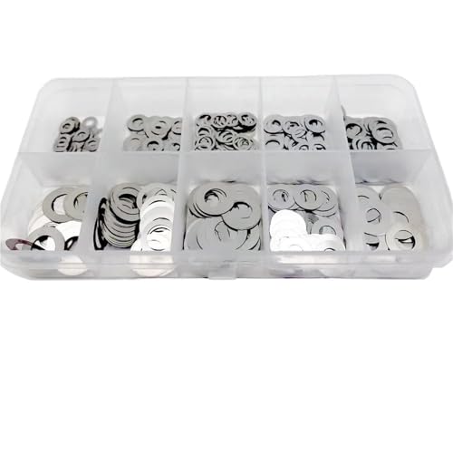M2 M3 M4 M5 M6 M7 M8 304 Edelstahl Ultradünne Unterlegscheibe Einstellscheibe Einfache Dichtung Sortimentssatz 500/750/1200 Stück(Set D) von BIMRTGXR
