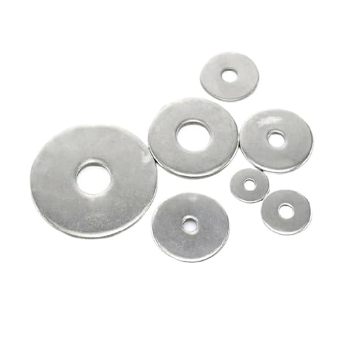 M2.5 M3 M3.5 M4 M5 M6 M8 M10 M12 M14 M16 A2 304 Edelstahl Große Unterlegscheibe Einfache Dichtung 1/100 Stück(100pcs M2.5) von BIMRTGXR