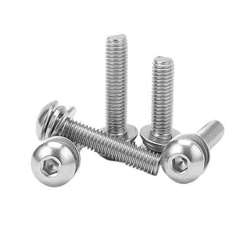 M3 M4 M5 M6 M8 304 Edelstahl Sechskant Innensechskantschraube Flachkopfschraube mit Unterlegscheibe Federdichtung Montagebolzen 1/50 Stück(10pcs M5x8mm) von BIMRTGXR