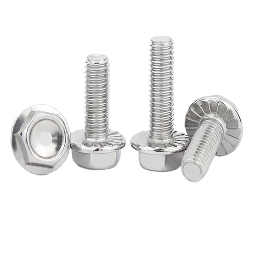 M4 5 6 8 10 12 Sechskantkopf aus Edelstahl mit gezackter Flanschschraube, Sechskant-Unterlegscheibe, GB5789, Bolzen, 8–50 mm, 1/10 Stück(30mm,10pcs M8) von BIMRTGXR
