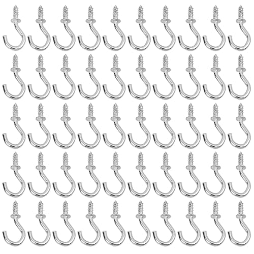 QVCTADPC 300/50PCS Mini S Schraube Haken Metall String Lichter Hängen Halter Decke Schrank Wand Halterung Rack-Home Mehrzweck lagerung Werkzeuge(Silver,300PCS) von BIMRTGXR