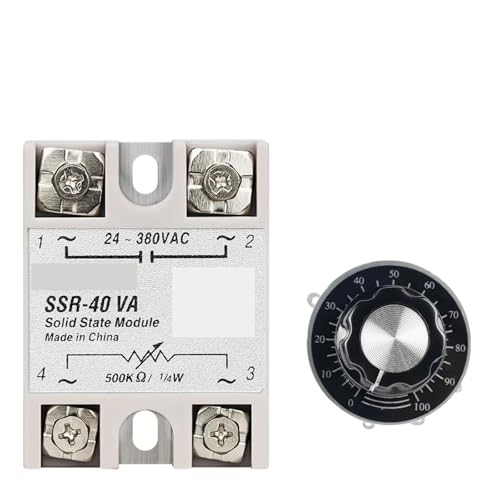 SSR-10VA SSR-25VA SSR-40VA SSR-Halbleiterrelais-Spannungsregler AC24-380V Ausgangspotentiometer for Temperaturregler BIMRTGXR(With Potentiometer,SSR-40VA) von BIMRTGXR