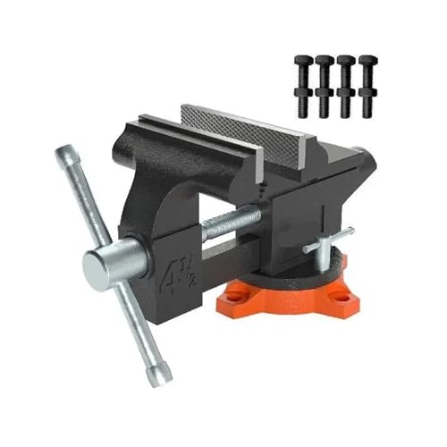 Schraubstock, 4,5 Zoll, 6 Zoll, 6,5 Zoll, Mehrzweck, mit Drehsockel und Amboss, robustes Gusseisen, for Bohren, Schneiden von Leitungen, Schleifen(4.5 inch) von BIMRTGXR