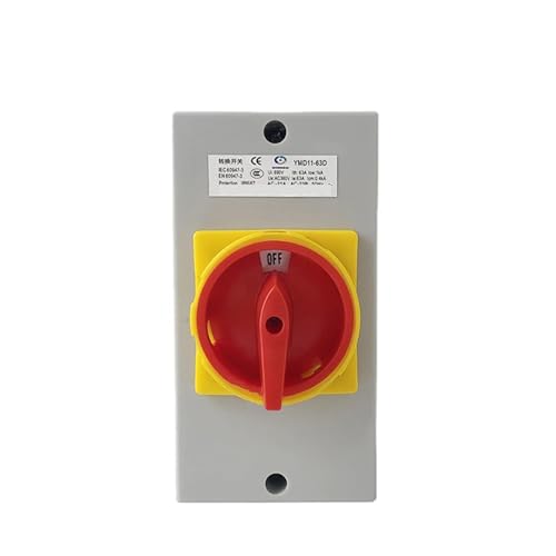 YMD11-63D EIN-AUS-Trennschalter mit zwei Positionen, 63A, 3P, Vorhängeschloss-Nockenumschaltung, mit IP65-Boxgehäuse(White Base 3P) von BIMRTGXR