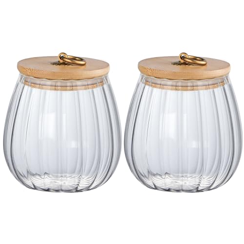 BIMUYI Glasgefäß mit Bambus luftdichten Deckel, 700ml Petal Form Glasgefäß, Glas Lebensmittel Lagerung Kanister, Pack von 2 BIMUYI Glasgefäß mit Bambus luftdichten Deckel, 700ml Petal Form Glasgefäß, Glas Lebensmittel Lagerung Kanister, Pack von 2 von BIMUYI