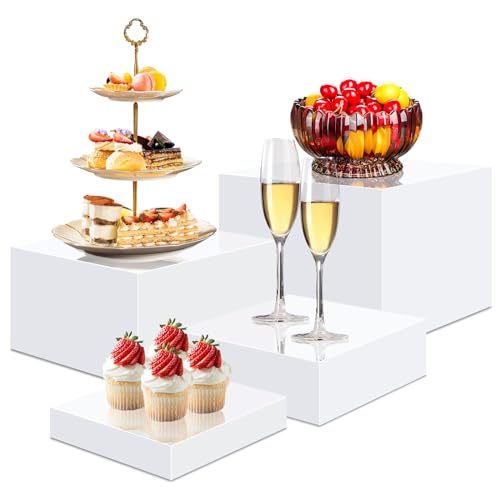 Acryl-Ständer für die Ausstellung, weiße Buffetaufsteller, Dessert-Ständer mit hohlen Böden, 4 verschiedene Würfelgrößen, Produkt-Erhöhungen für Party-Dekoration Acryl-Ständer für die Ausstellung, weiße Buffetaufsteller, Dessert-Ständer mit hohlen Böden, 4 verschiedene Würfelgrößen, Produkt-Erhöhungen für Party-Dekoration von BINBE