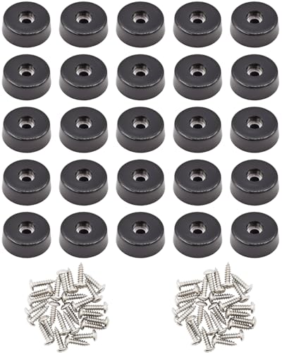 BINCKIN 1" Gummifüße Schneidebrett, 30 Stück Gummipuffer Schraubbare Gummi Abstandshalter, Schraubbar Rubber Feet Praktisch für Schneidebretter, Stühle und Möbel (Schwarz) von BINCKIN