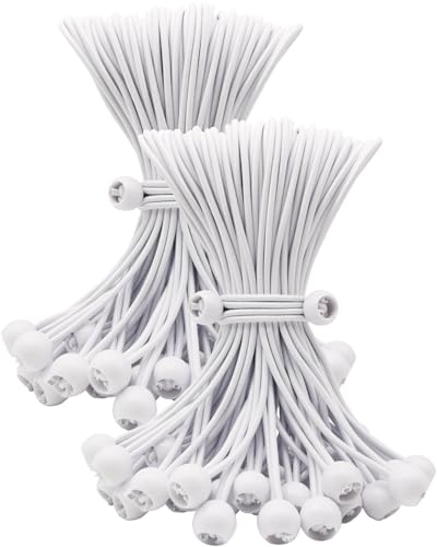 BINCKIN Spanngummis mit Kugel 25 cm, 100 Stück Zelt Gummispanner, Kurz Planenspanner für Planen, Netze, Banner, Camping, Weiß BINCKIN Spanngummis mit Kugel 25 cm, 100 Stück Zelt Gummispanner, Kurz Planenspanner für Planen, Netze, Banner, Camping, Weiß von BINCKIN