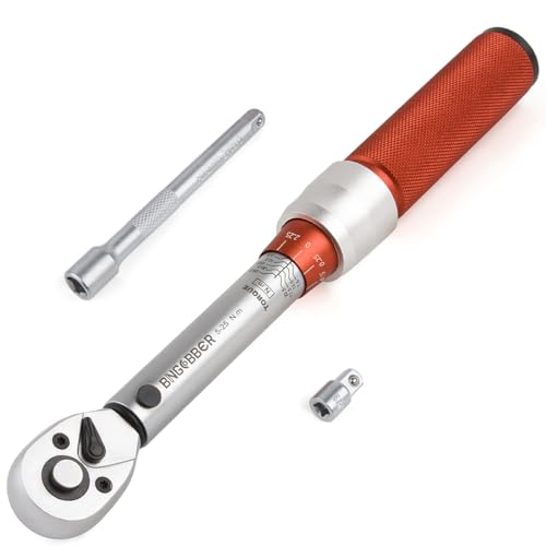 BINGCOBBER Drehmomentschlüssel 1/4”,5-25NM Drehmomentschlüssel Fahrrad & Motordad Auto Set,±3% Fehlergenauigkeit mit Verlängerungsstange,3/8 "Adapter von BINGCOBBER