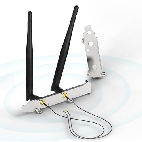 Bingfu Dual Band 2,4 GHz 5,8 GHz WiFi-Antenne + 25 cm M.2 NGFF auf RP-SMA-Buchse-Verlängerungskabel und PCIE-Steckplatzhalterung für M.2 NGFF Intel Wireless Network Card WiFi-Adapter von BINGFU