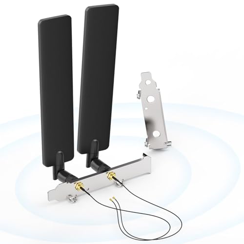 Bingfu Tri-Band WiFi 2,4 GHz 5 GHz 6E Wifi6 Antenne & 25 cm M.2 NGFF auf RP-SMA Kabel mit PCI-Steckplatzhalterung für M.2 NGFF Intel Drahtlose Netzwerkkarte WiFi-Adapter von BINGFU