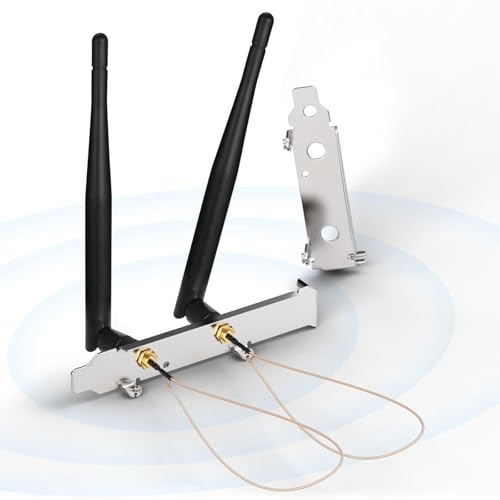 Bingfu WLAN-Antenne 2,4 GHz, 5,8 GHz, 3 dBi RP-SMA-Antenne + Mini-PCI-E auf RP-SMA-Kabel + PCI-Rücksteckplatzabdeckung für WLAN-Router, Drahtloser Mini-PCI-Express PCIE-Netzwerkkartenadapter von BINGFU