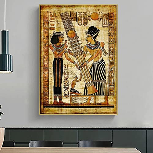BINGJIACAI Antike Ägyptische Papyrus-Stil Hieroglyphik Illustration Poster Leinwand Gemälde Wandkunst Bild Druck Heimdekoration - 50 x 70 cm ungerahmt von BINGJIACAI