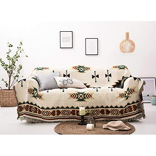BINGMAX Überwurfdecke Baumwolle Modischer Böhmen Wohndecke Tagesdecke Sofa Bett Decke mit quaste für Kinder Erwachsene,Steppdecke für Couch (160 * 260, Sucreti-Blume) von BINGMAX