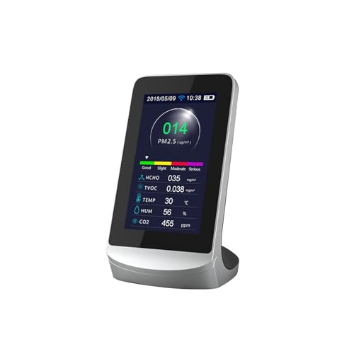 Innenraumluftqualitätsmonitor, Luftqualitätsdetektor Pm2.5 1.0 10 Gasanalysator Monitor Formaldehyd Tvoc Hcho Pm 2.5 Co2 Sensor Meter Analysator Tester für Zuhause und Büro von BINGNU