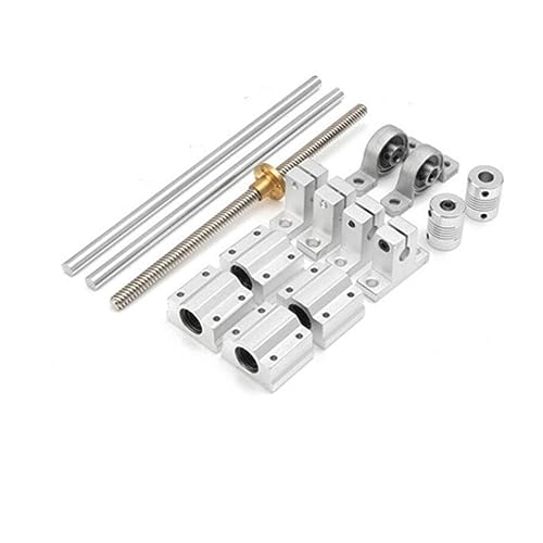 Linearschiene, 15 Teile/satz T8 Blei Schraube 8-400mm DIY Optische Achse Führungsschiene Lager Sitz Linearführung Welle Unterstützung Trapezförmige Schraube Set für CNC-Fräsmaschinen(8-350mm) von BINGNU