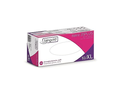 Einmalhandschuhe Nitril 35PLUS, weiß, 100-er Pack, Größe XL von BINGOLD