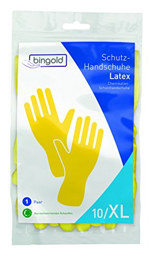 BINGOLD Latex Schutzhandschuhe gelb 1 Paar, Größen S, M, L oder XL von BINGOLD