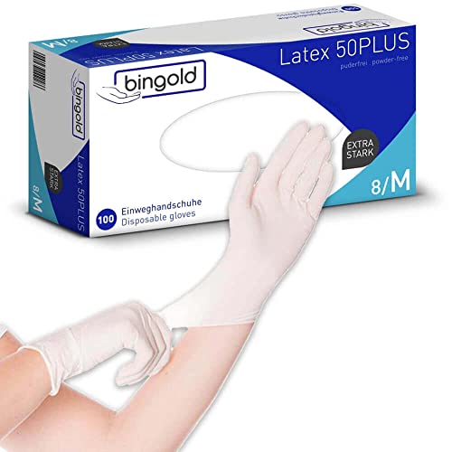 Einmalhandschuhe Latex 50PLUS natur 100-er Box von BINGOLD