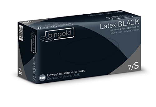 Einmalhandschuhe Latex BLACK puderfrei, Größe S, 10x100-er Pack von BINGOLD
