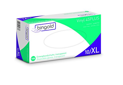 Einmalhandschuhe Vinyl 45PLUS transparent, Größe XL, 10x100-er Pack Einmalhandschuhe Vinyl 45PLUS transparent, Größe XL, 10x100-er Pack von BINGOLD
