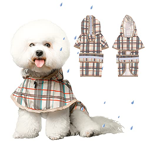 BINGPET Hunde-Regenmantel mit Kapuze, wasserdicht, mit reflektierendem Riemen, leicht, für kleine und mittelgroße Hunde von BINGPET