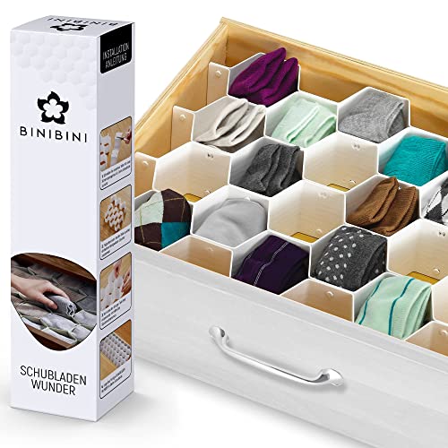 BINIBINI® Schubladen Ordnungssystem passt in jede Schublade zur Aufbewahrung im Kleiderschrank alternativ zu Ordnungsboxen oder als Bad Organizer, für Küche und Schreibtisch von BINIBINI