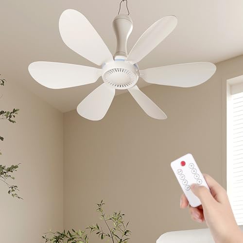 BININBOX Kleine USB Deckenventilator Tragbarer Leise Energiesparend Ventilator 4-Stufige Windeinstellung Mit Fernbedienung Timing Hängelüfter(Fernbedienung) von BININBOX