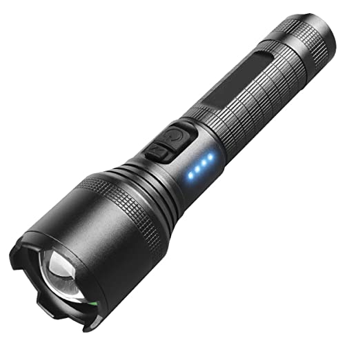 BININBOX Wiederaufladbare LED Taschenlampe P60 extrem hell Taktische Taschenlampe 5 Modi wasserdicht Type-C Blitzladung von BININBOX