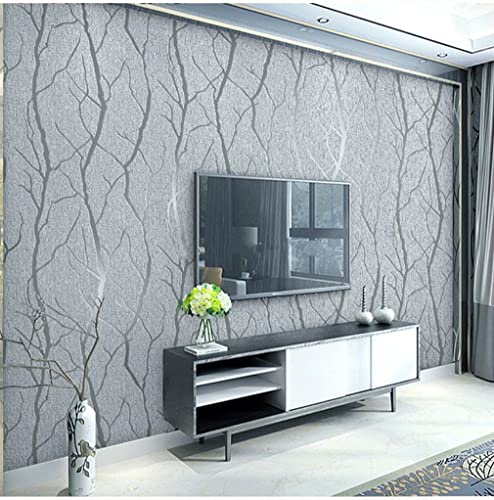 BINLUO Minimalismus und moderne Mode Vliestapete, 3D Relief Baum Streifen Tapete, Wohnzimmer, TV Sofa Hintergrund (grau)… von BINLUO