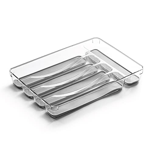 BINO BesteckOrganizer mit 5 Fächern für Schublade | KunststoffUtensilienOrganizer für Küchenschubladen | BesteckTablett für SchubladenOrganisation | UtensilienKüchenSchubladenOrganizer mit von BINO