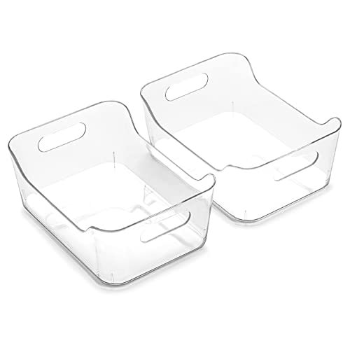 BINO Clear Plastic Storage Bin with Handles (2 Pack - X-Small) - Plastic Storage Bins for Kitchen, Cabinet, and Pantry Organization and Storage - Home Organizers and Storage von BINO