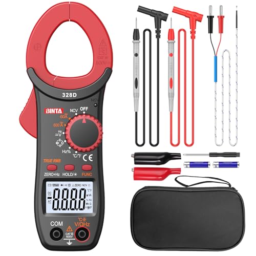 BINTA Stromzange 600A 6000 Counts TRMS Auto Ranging Digital Strommessgerät Strommesszange AC/DC mit LED Licht für Spannung Strom Widerstand Kapazität Dioden NCV Temperatur Messung BINTA Stromzange 600A 6000 Counts TRMS Auto Ranging Digital Strommessgerät Strommesszange AC/DC mit LED Licht für Spannung Strom Widerstand Kapazität Dioden NCV Temperatur Messung von BINTA