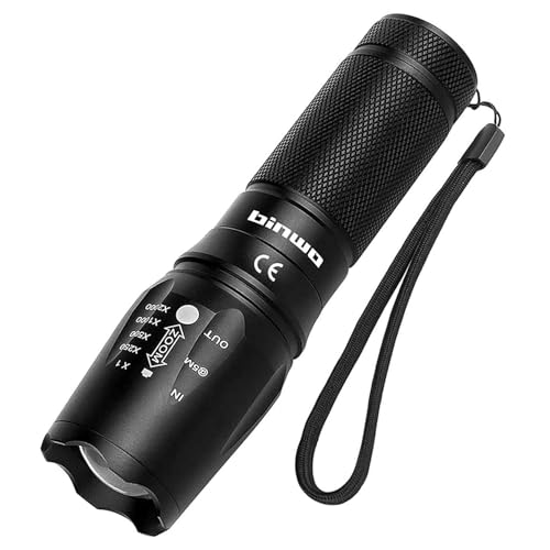 BINWO New Version 2500Lumen Extrem Hell LED Taschenlampe 5 Lichtmodi, Zoombar Taktische Wasserdicht Torch für Outdoor/Angeln/Wandern/Notfäll/Camping von BINWO