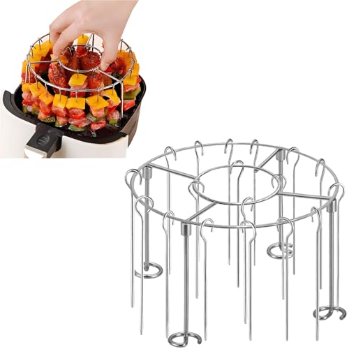 Airfryer rack,304 grillrost edelstahl,BBQ heißluftfritteuse grillrost,rundem hängenden und vertikalen Fleischspieß,perfekt für Huhn,Rindfleisch und Gemüse Airfryer Zubehör (18 skewers) Airfryer rack,304 grillrost edelstahl,BBQ heißluftfritteuse grillrost,rundem hängenden und vertikalen Fleischspieß,perfekt für Huhn,Rindfleisch und Gemüse Airfryer Zubehör (18 skewers) von BINXWA