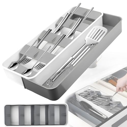 BINYI Besteckkasten Besteckorganizer für die Küchenschublade Besteckschublade Einsatz Cutlery Organizer Schubladen Organizer Küche Kompakter Besteckeinsatz für Besteck von BINYI