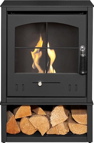 OKO S2 Bio Ethanolofen mit Holzaufbewahrung in Anthrazit von BIO ETHANOL FIRES ÖKO