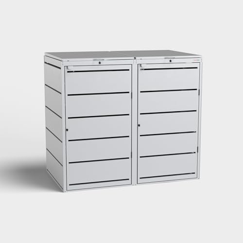 BIO Stefan® Dagobert Mülltonnenbox 2er Set für 240L | verzinkter Stahl | robuste Mülltonnenverkleidung | Müllbox, Müllhaus | verwendbar als Paketbox | Box für Mülltonnen von BIO Stefan